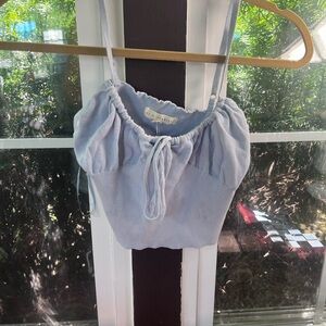 La Hearts Blue Ruched Camisole Crop Top